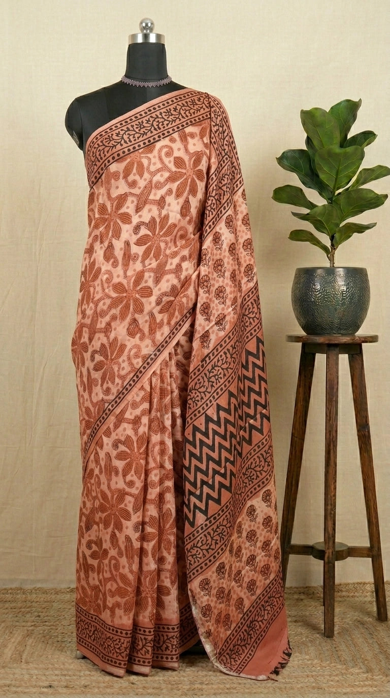 Peach Modal Silk Saree