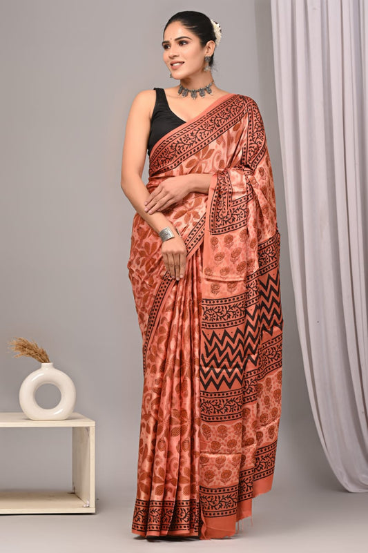 Peach Modal Silk Saree