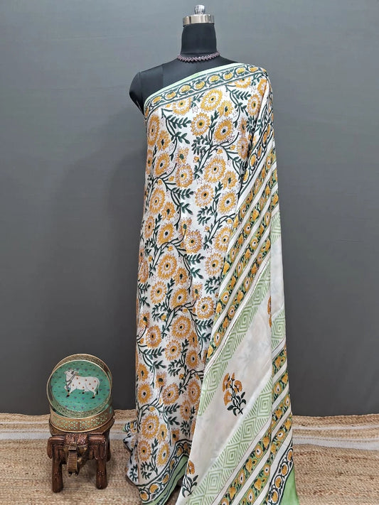 White Pure Modal Silk Festive Saree