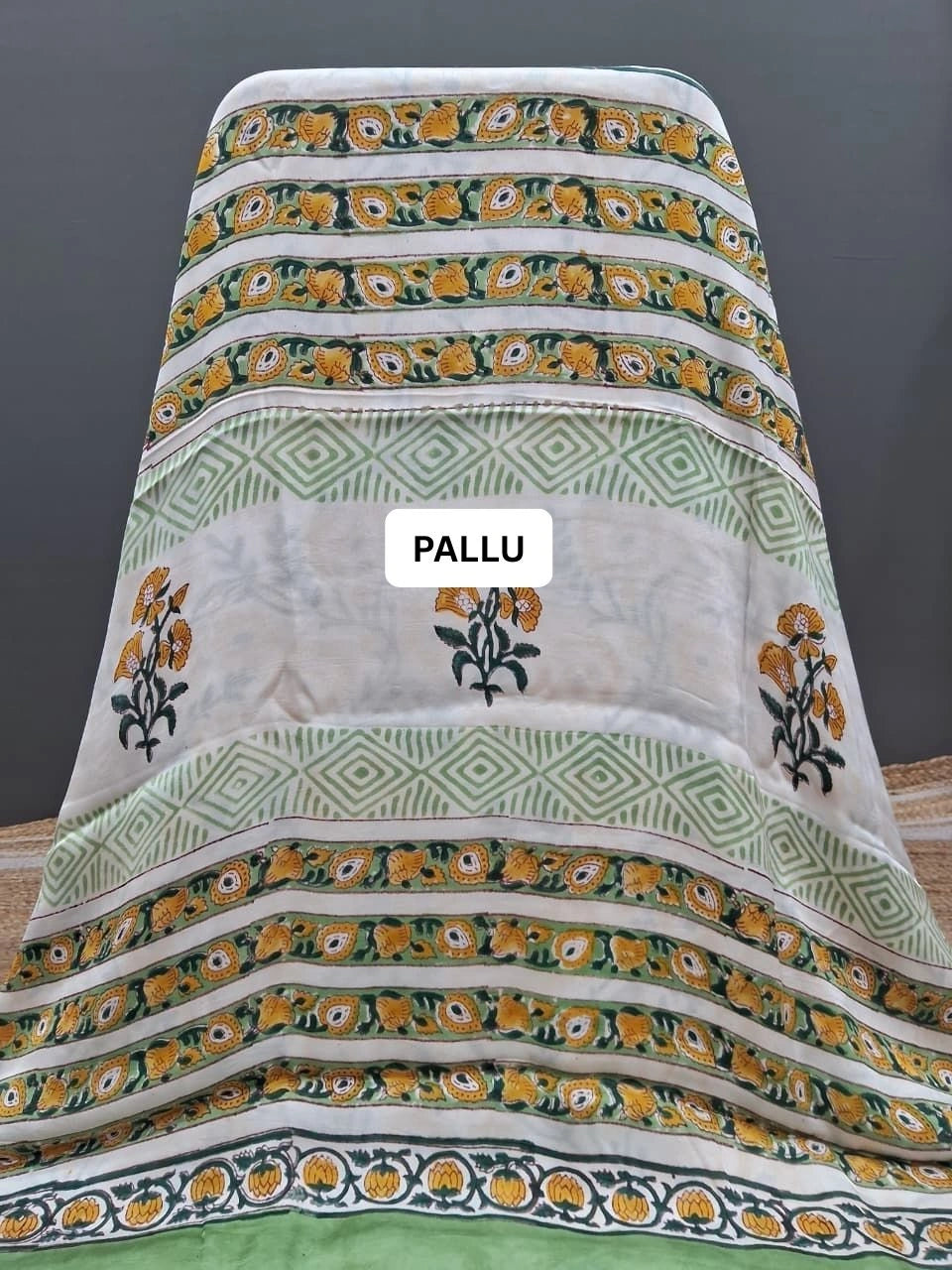 White Pure Modal Silk Festive Saree pallu