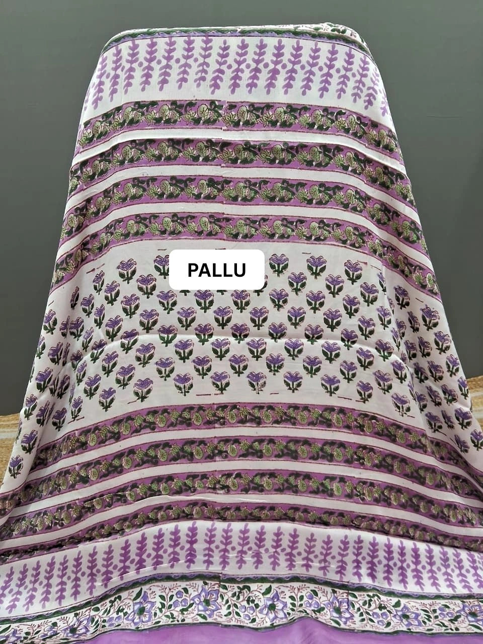 White Pure Modal Silk Saree pallu