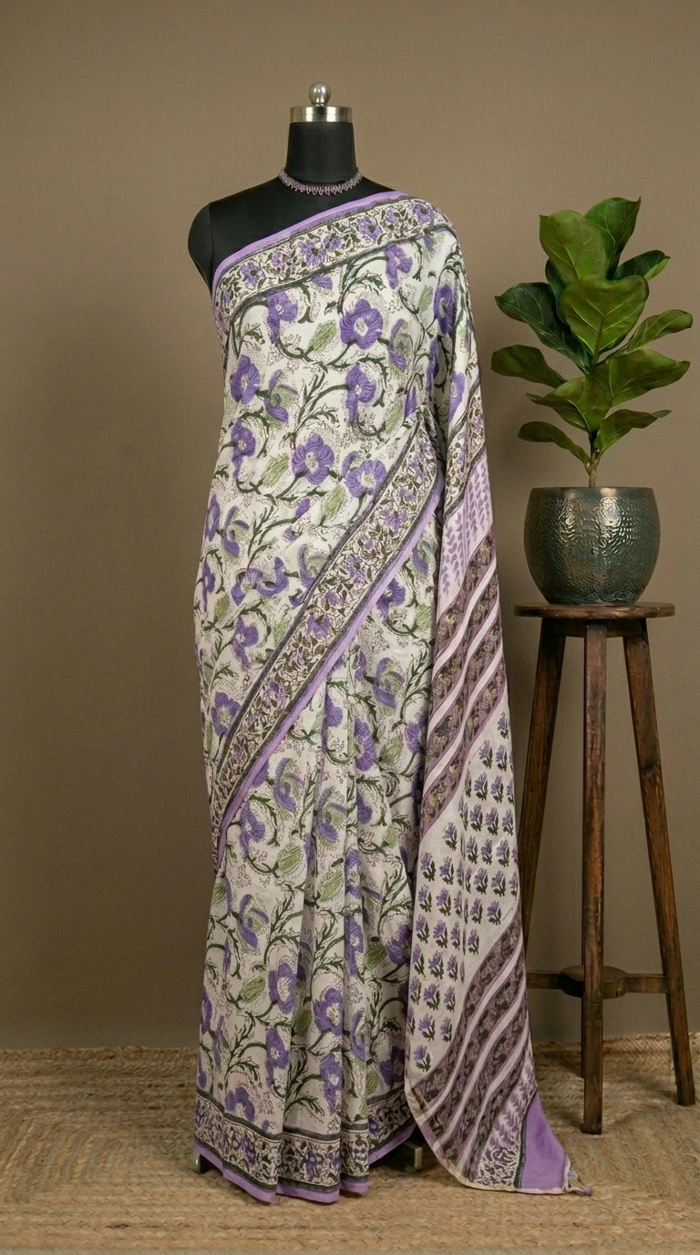 White Pure Modal Silk Saree