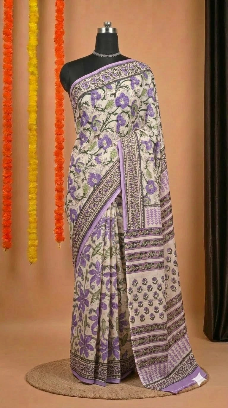 White Modal Silk Festive Saree