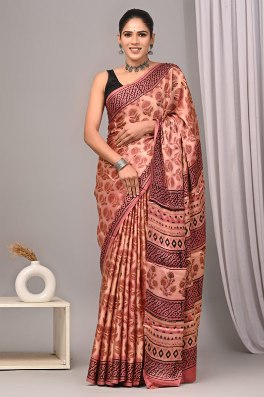 Peach Modal Silk Saree