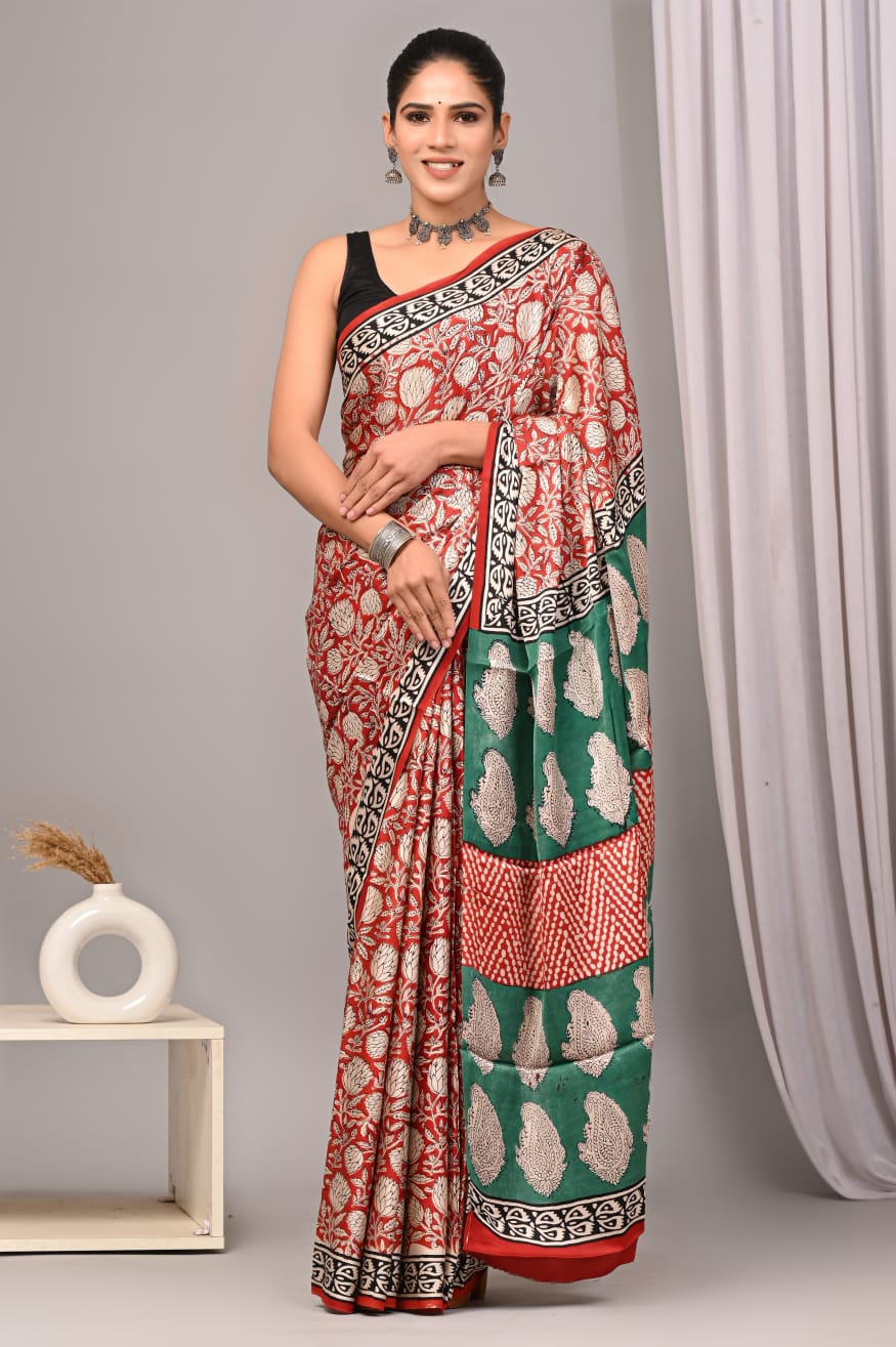 Red Modal Silk Saree