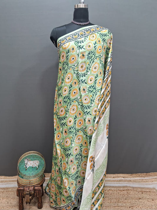 Pista Green Modal Silk Saree