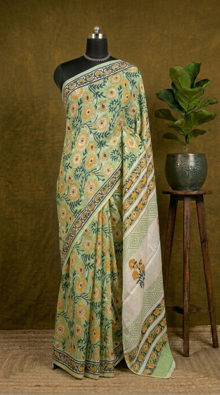 Pista Green Modal Silk Saree