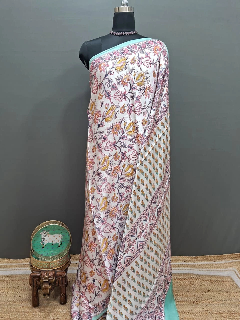 MD310042White Lightweight Modal Silk Saree