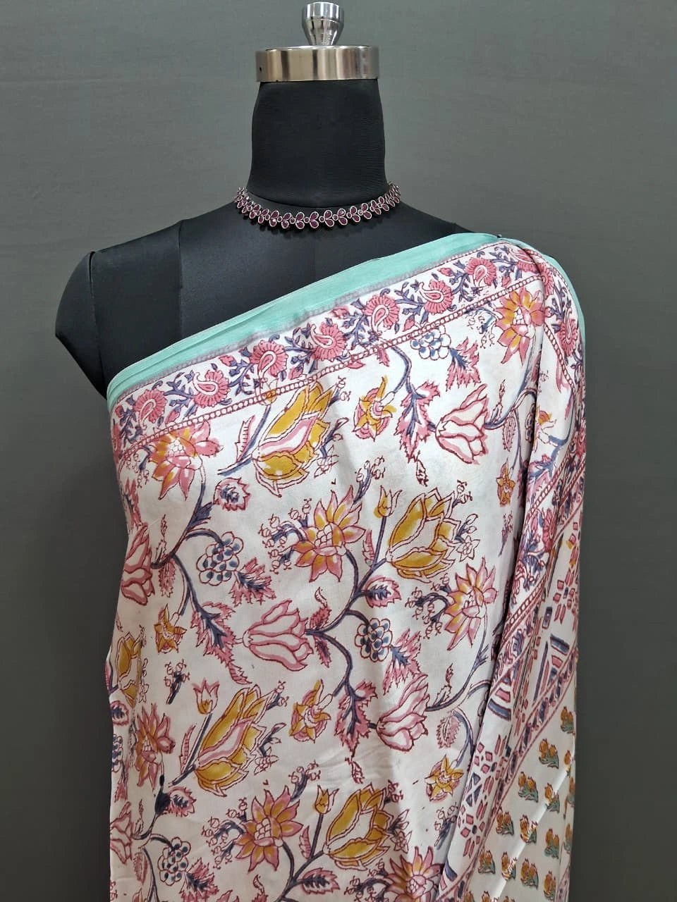 MD310042White Lightweight Modal Silk Saree 