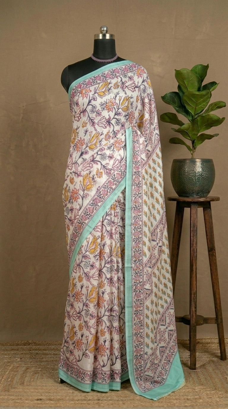 White Lightweight Modal Silk Saree