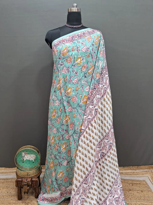 Sea Blue Modal Silk Saree