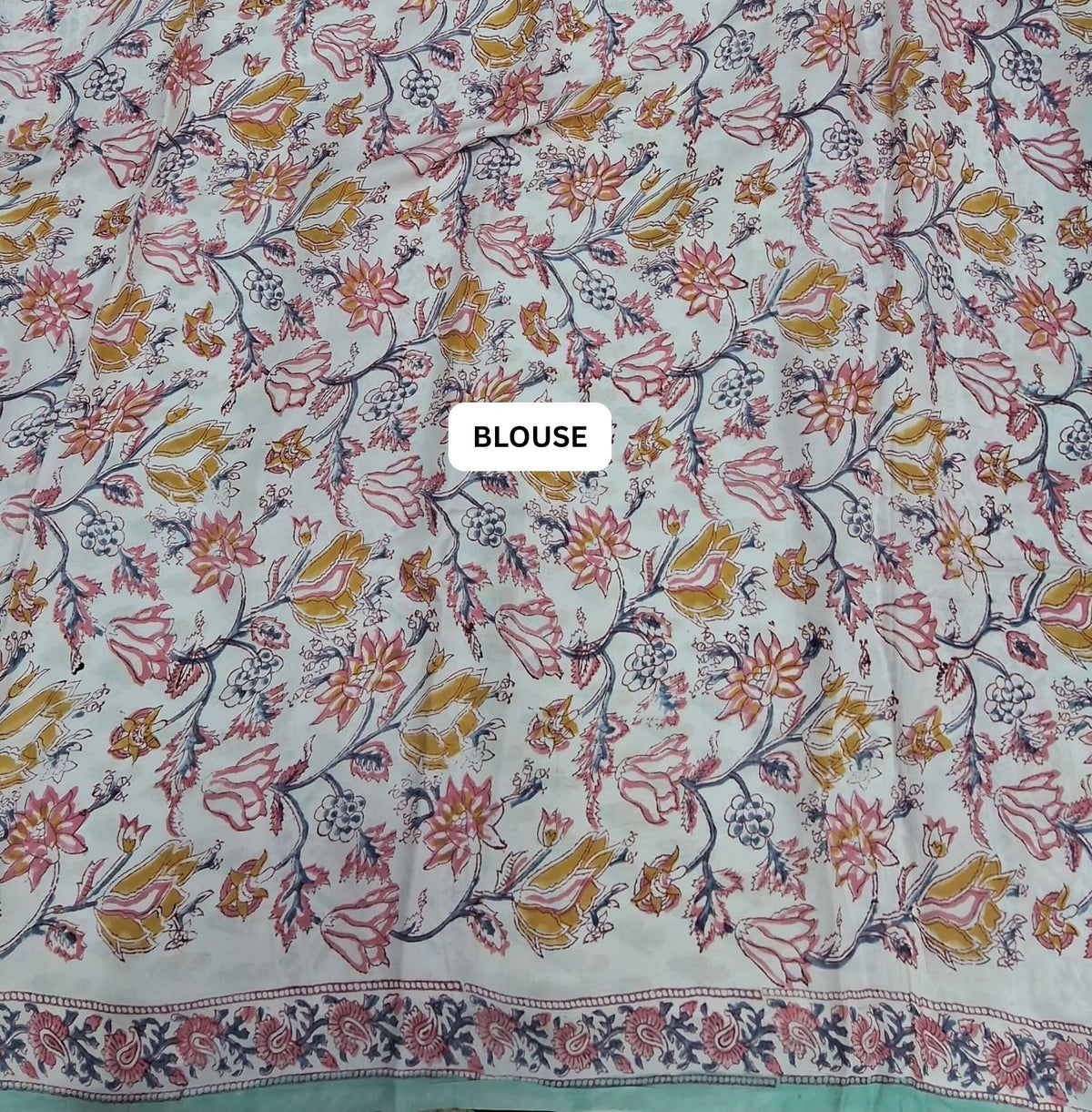 Sea Blue Modal Silk Saree blouse