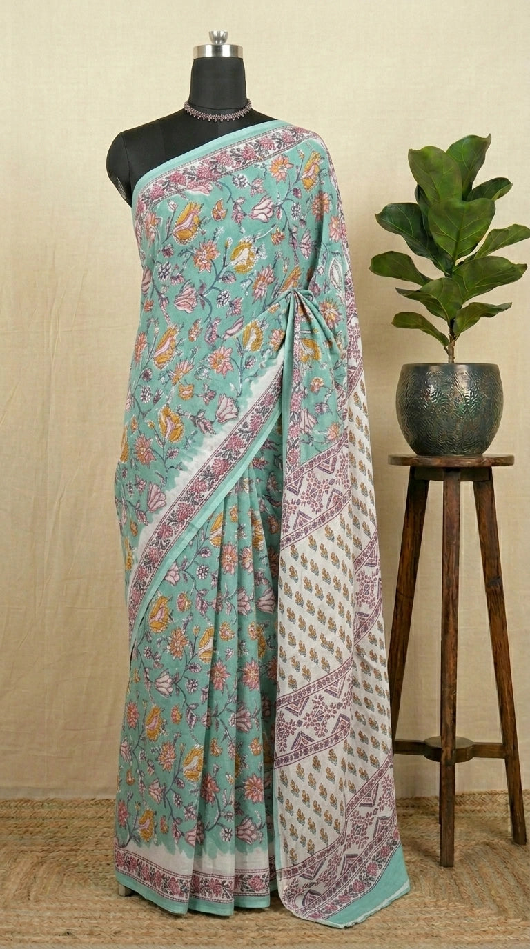 Sea Blue Modal Silk Saree
