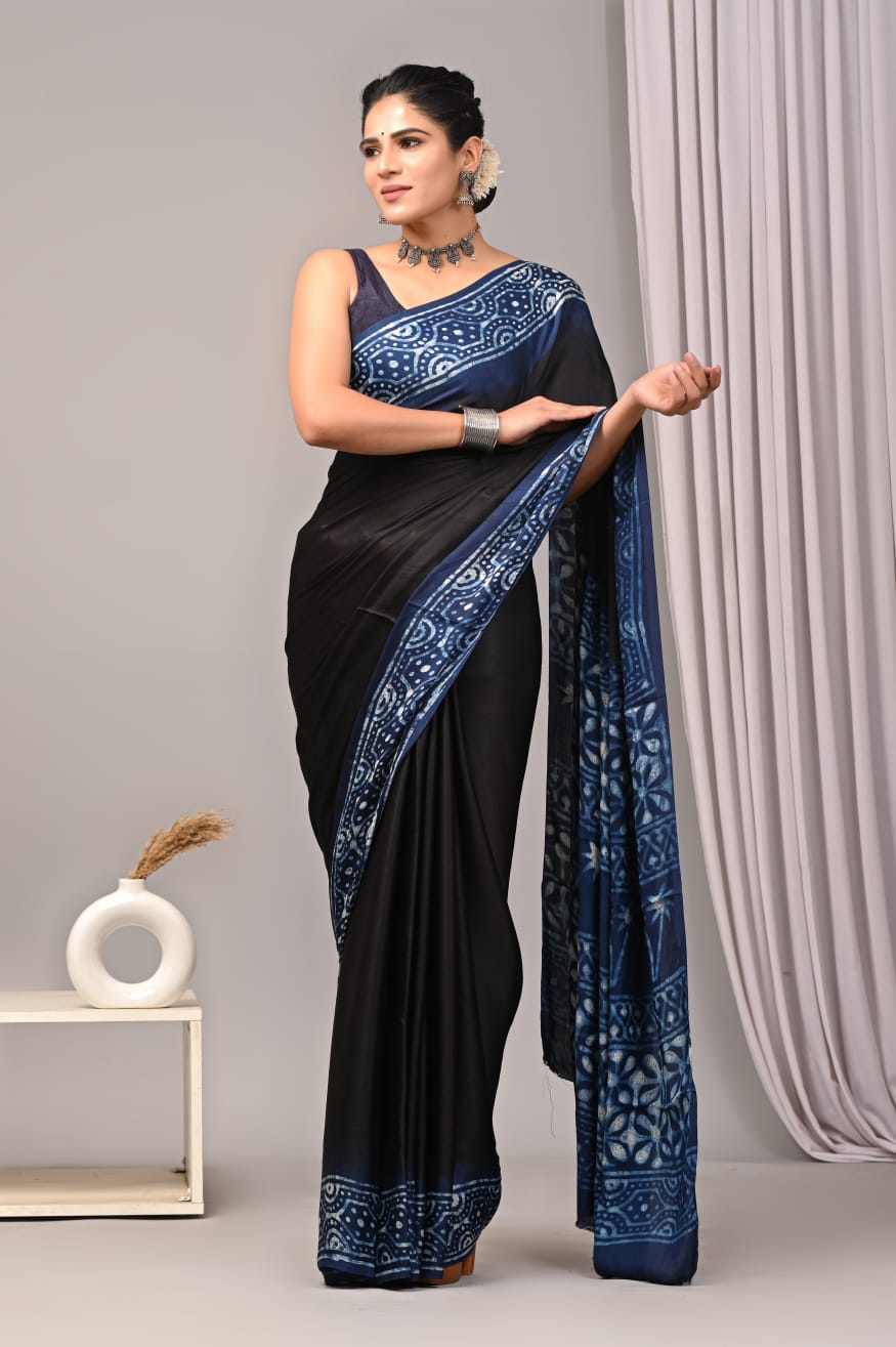 Black Modal Silk Saree