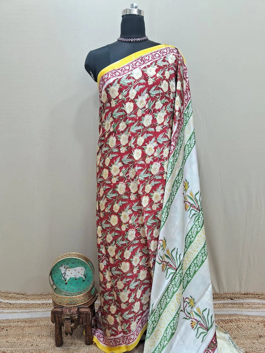 Tomato Red Modal Silk Saree