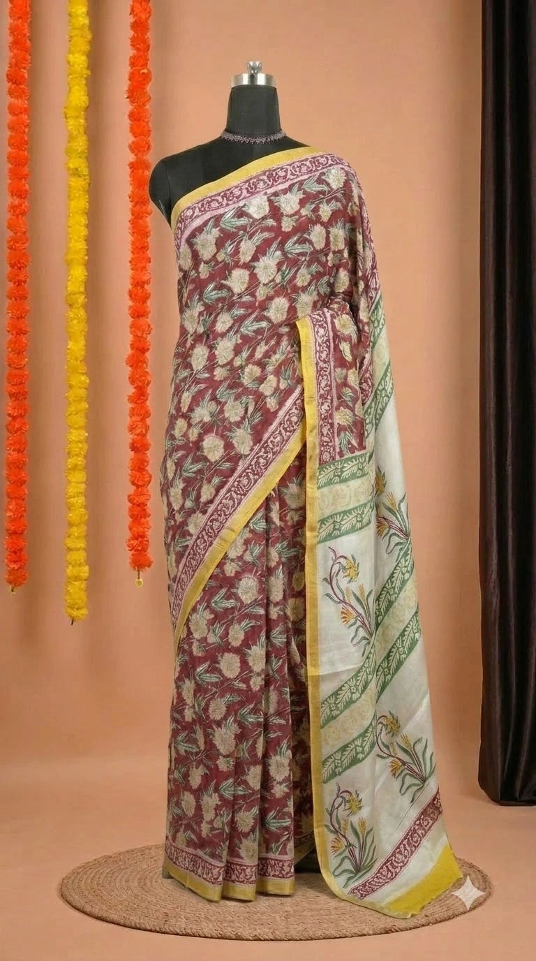 Tomato Red Modal Silk Saree