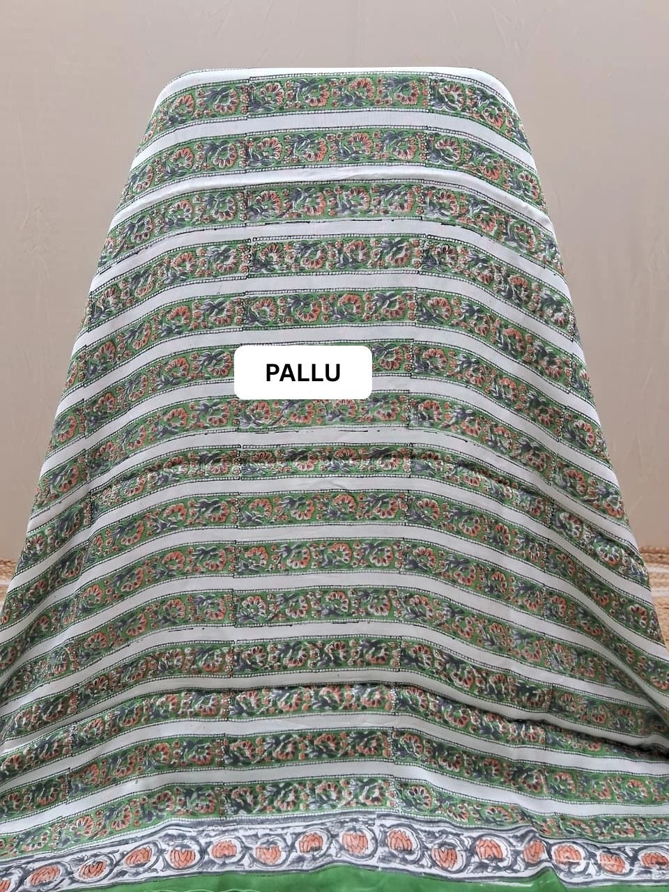 White Modal Silk Saree pallu