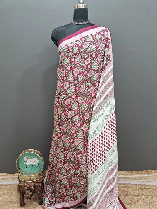 Fire Red Modal Silk Saree