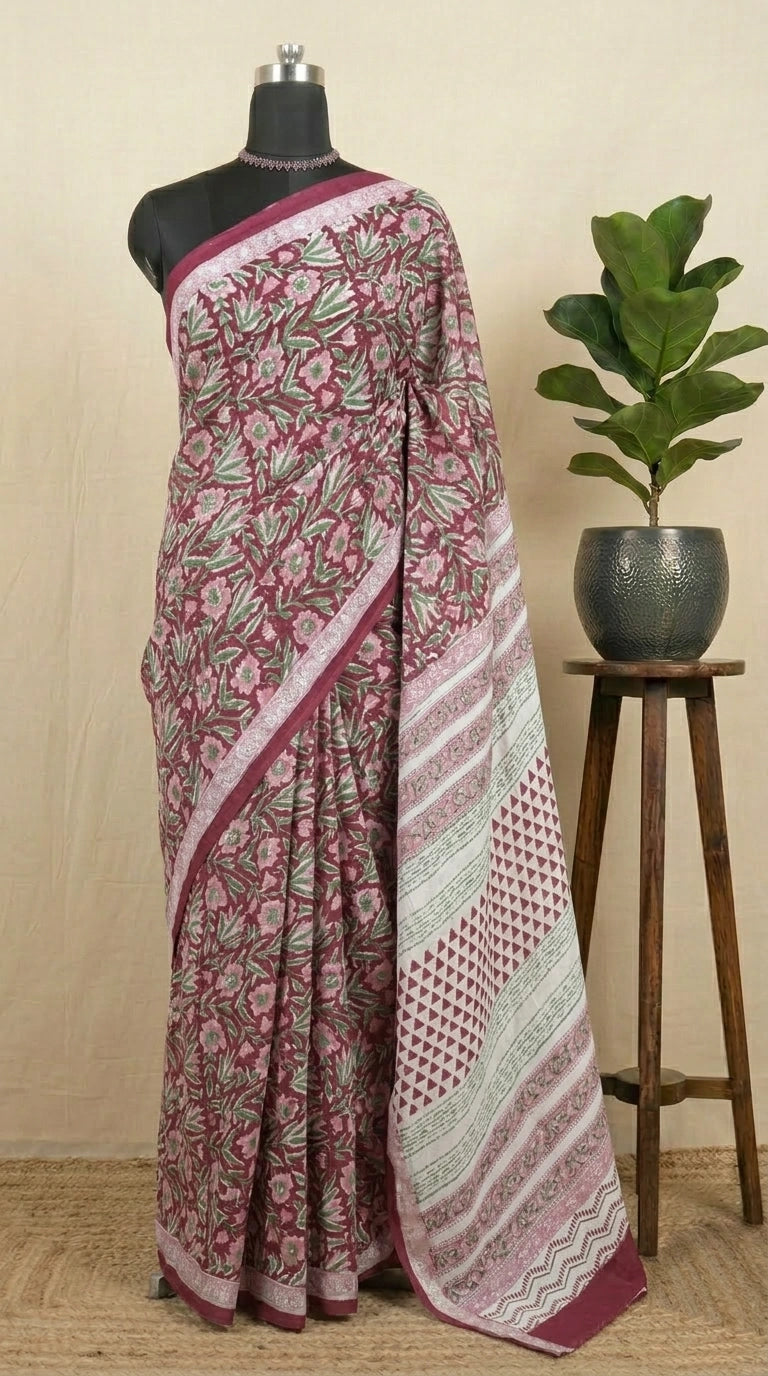 Fire Red Modal Silk Saree