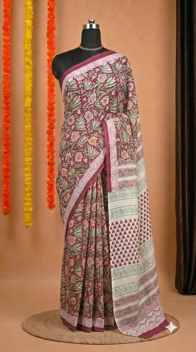 Fire Red Modal Silk Saree