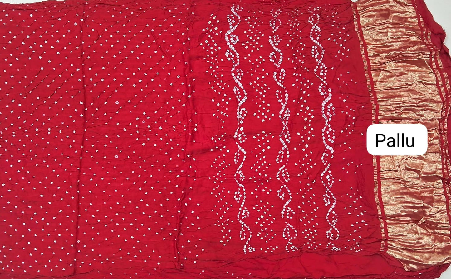 Fire Red Pure Modal Silk Saree Pallu