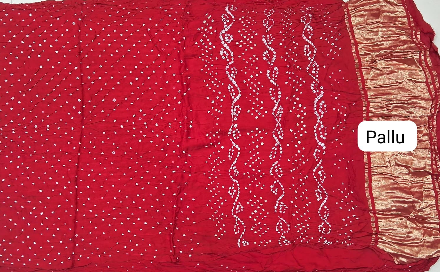 Fire Red Pure Modal Silk Saree Pallu