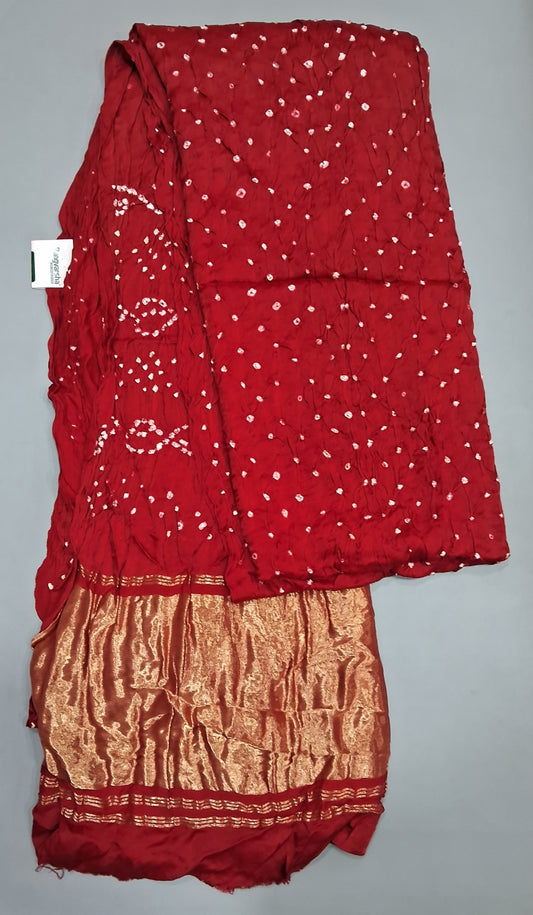 Fire Red Pure Modal Silk Saree 