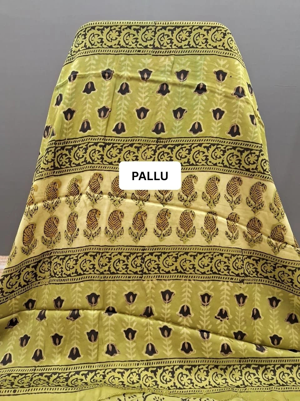 Apple Green Pure Modal Silk Saree pallu