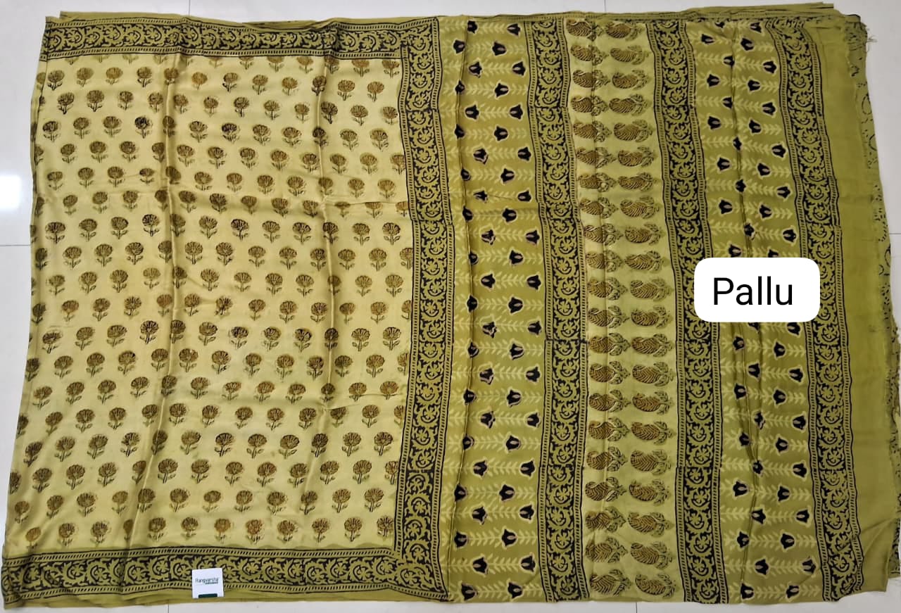 Apple Green Pure Modal Silk Saree Pallu