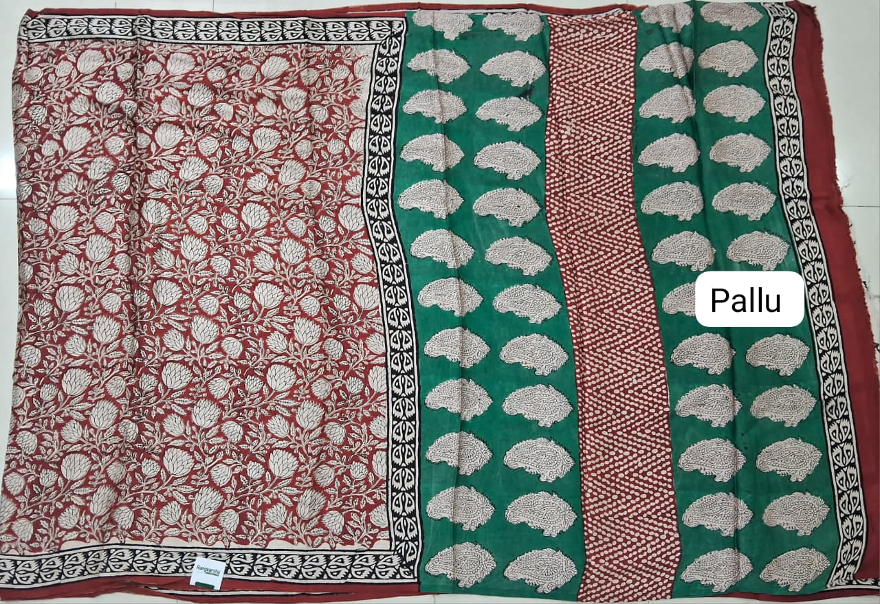 Red Pure Modal Silk Saree Pallu