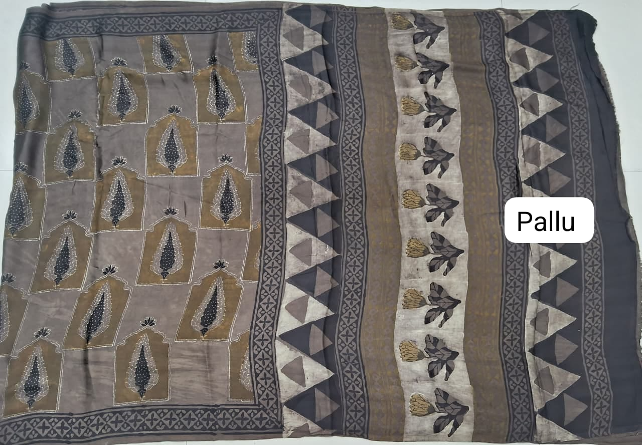 Sand Brown Pure Modal Silk Saree Pallu