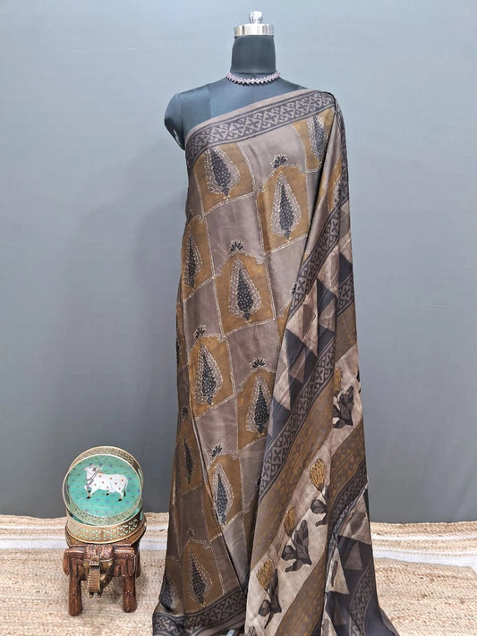 Sand Brown Pure Modal Silk Saree