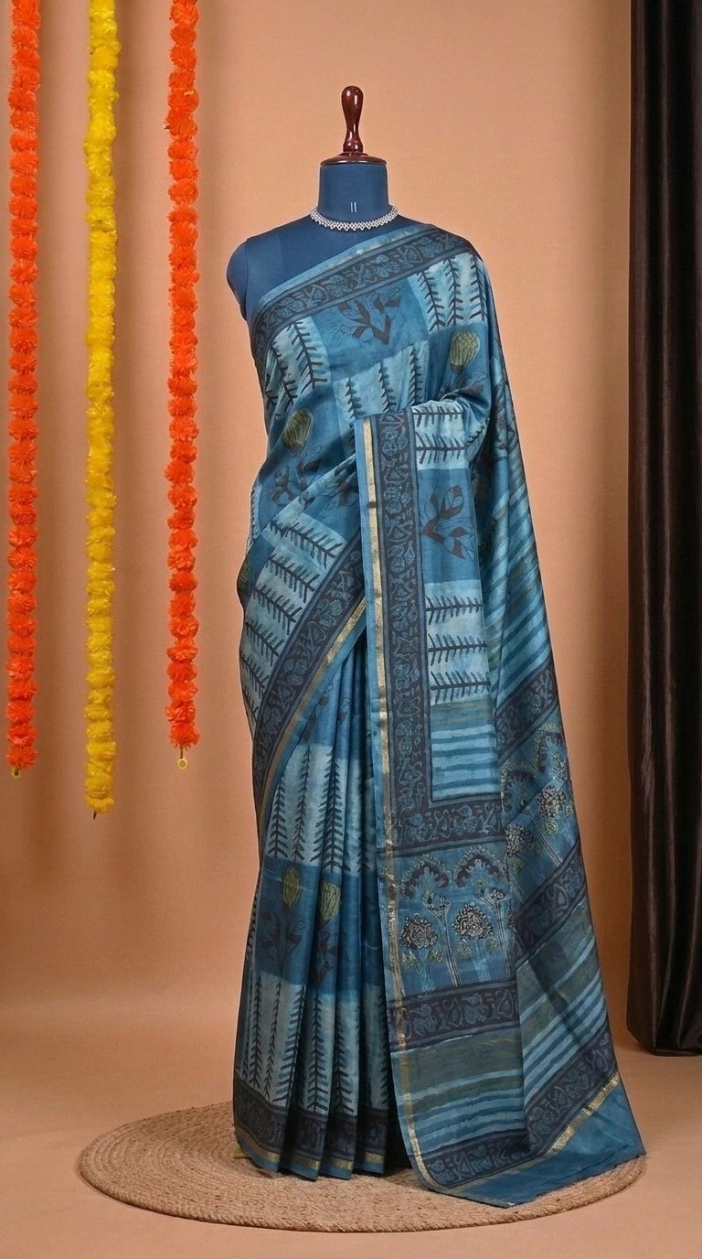 Baby Blue Pure Modal Silk Saree