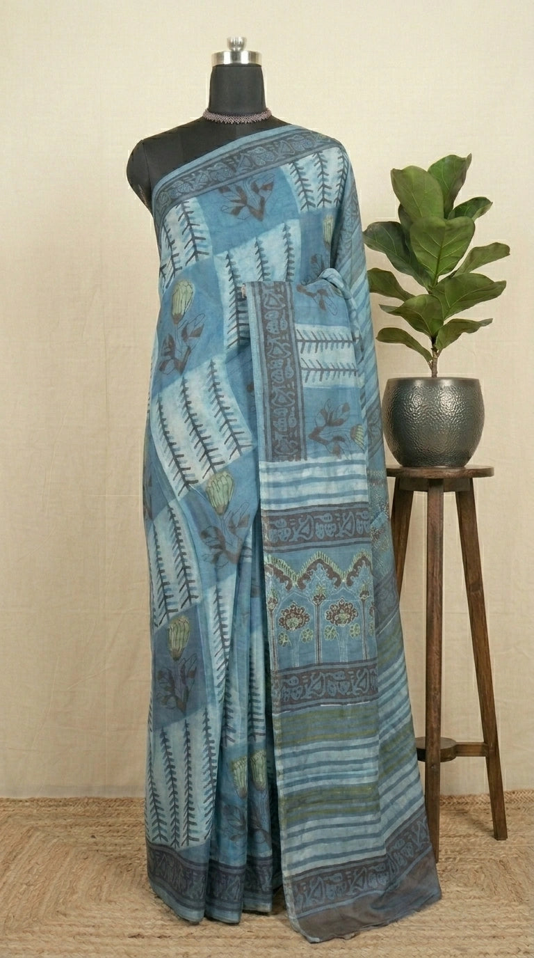 Baby Blue Pure Modal Silk Saree