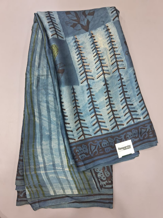 Baby Blue Pure Modal Silk Saree