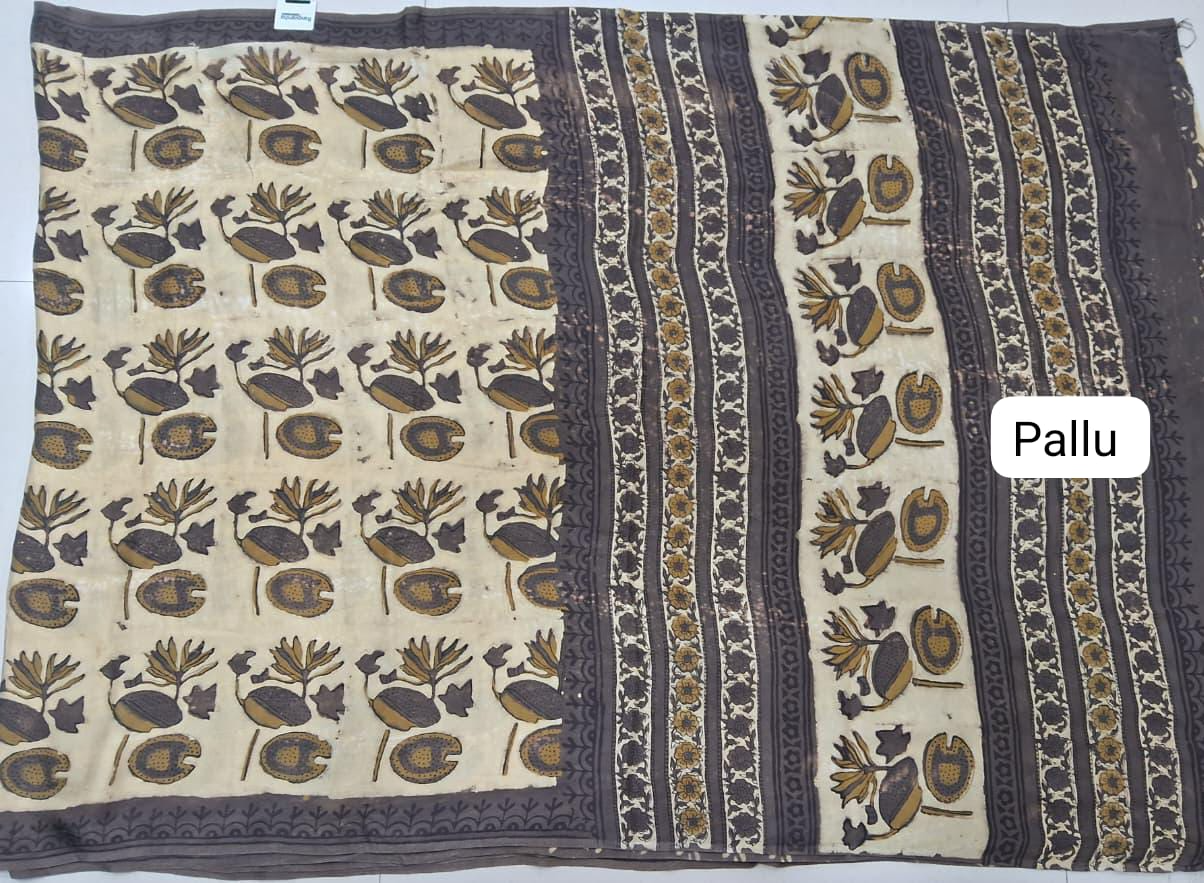 Beige Pure Modal Silk Saree Pallu