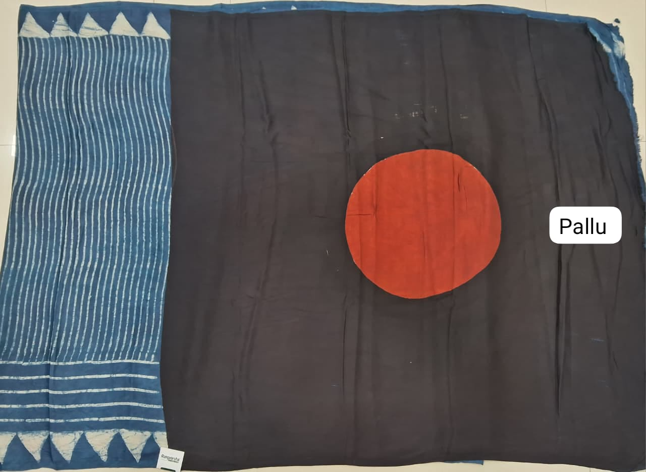 Blue Pure Modal Silk Saree Pallu