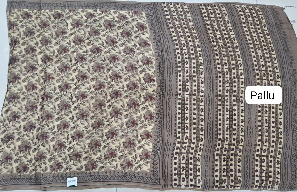 Cream Pure Modal Silk Saree Pallu