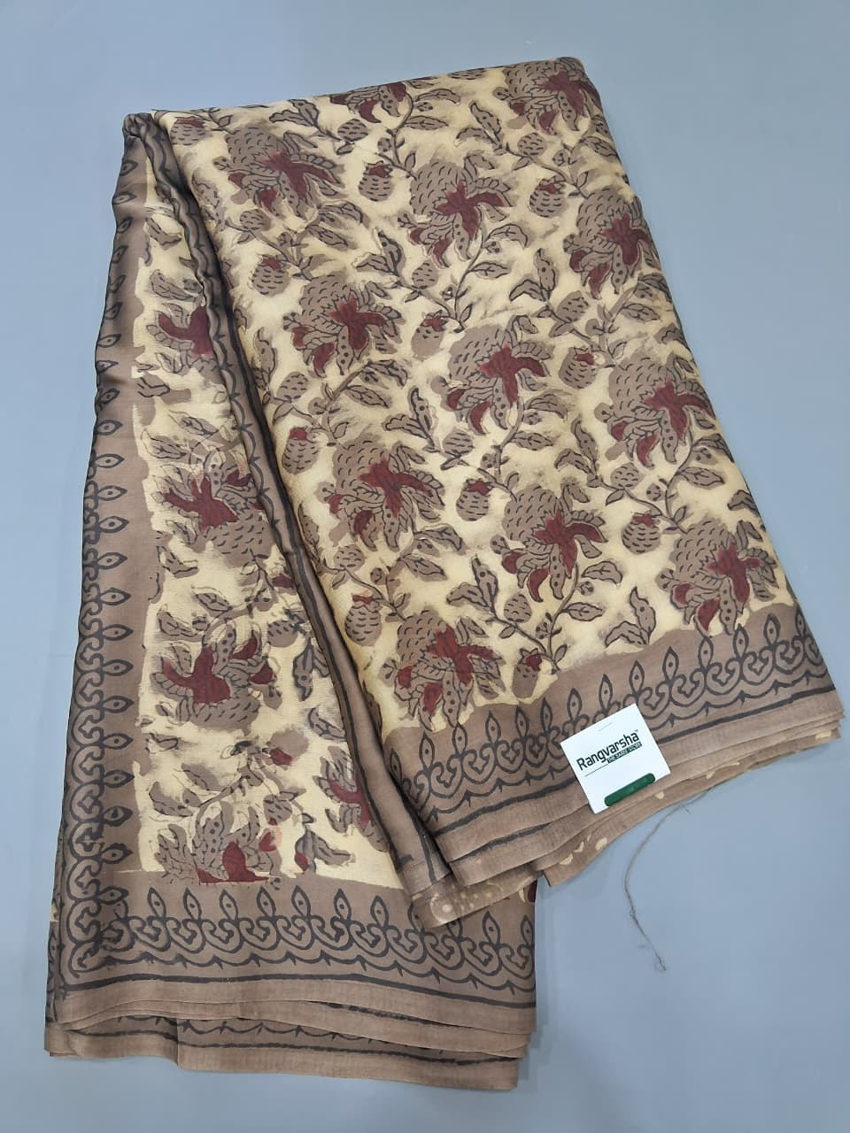 Cream Pure Modal Silk Saree 