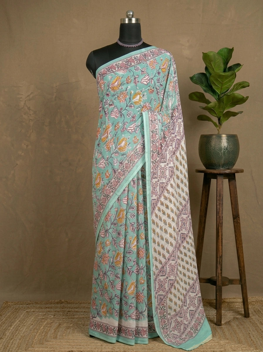 Sky Blue Pure Modal Silk Saree