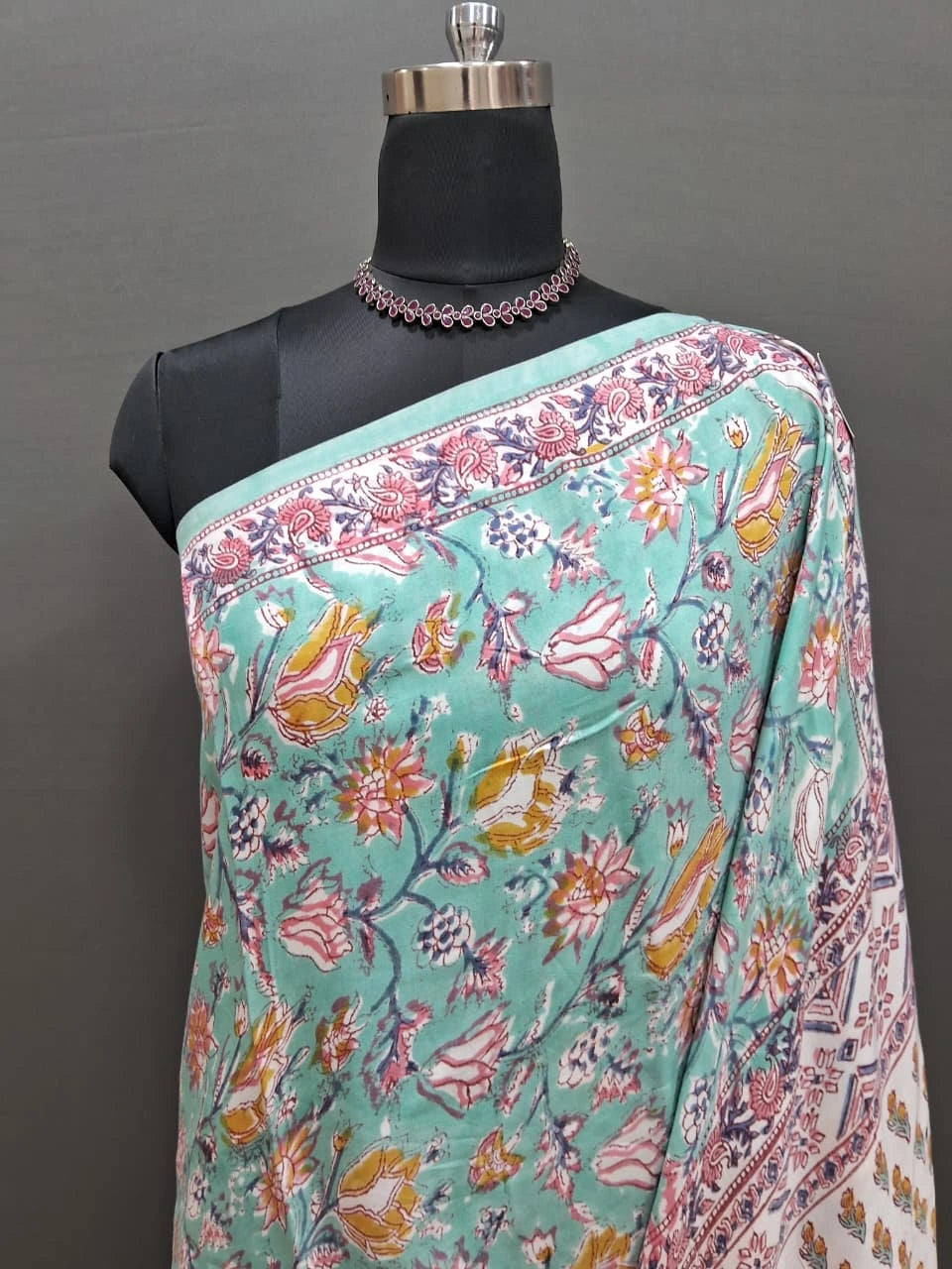 Sky Blue Pure Modal Silk Saree 1