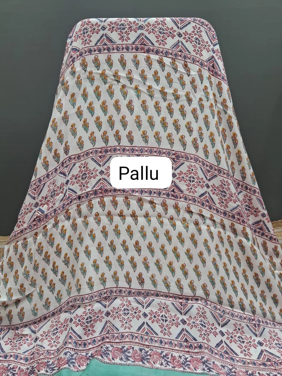 Sky Blue Pure Modal Silk Saree Pallu