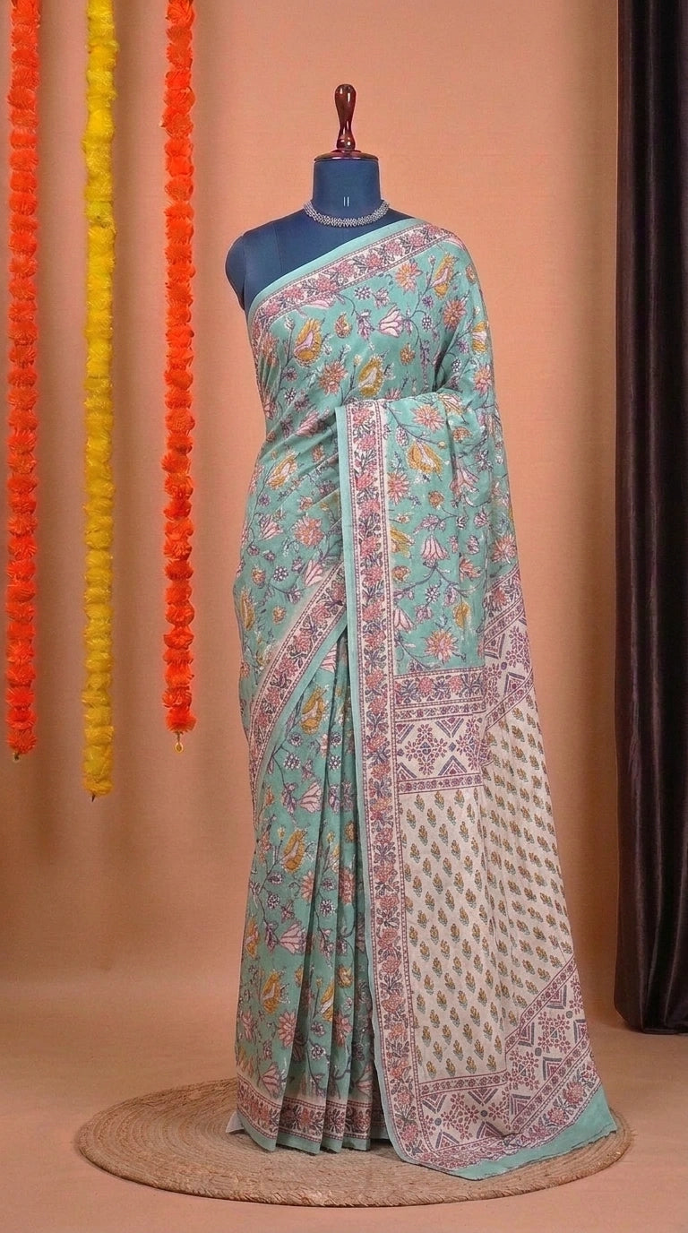 Sky Blue Pure Modal Silk Saree