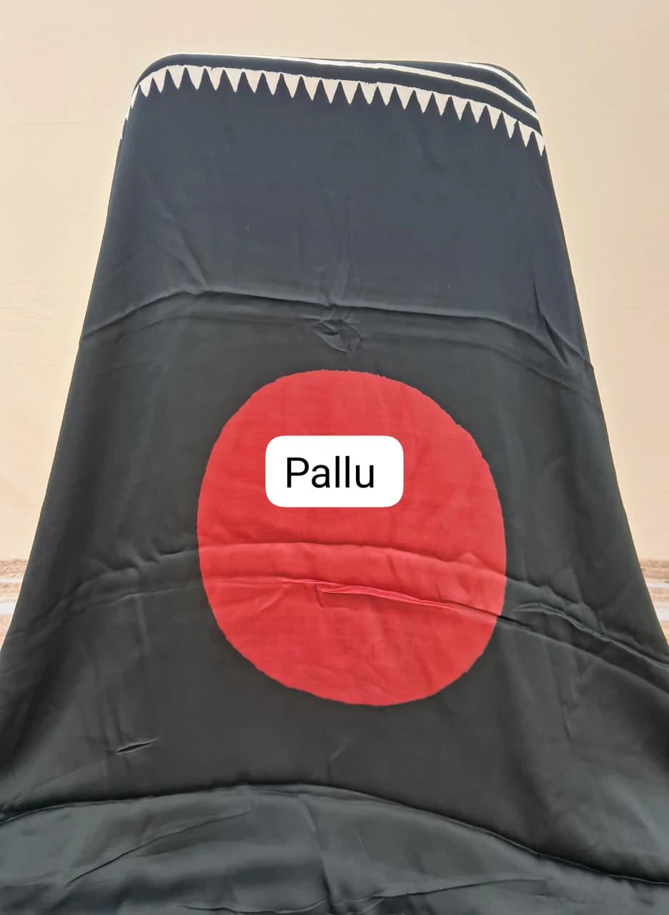 Elegant Black pure Modal Silk Saree Pallu