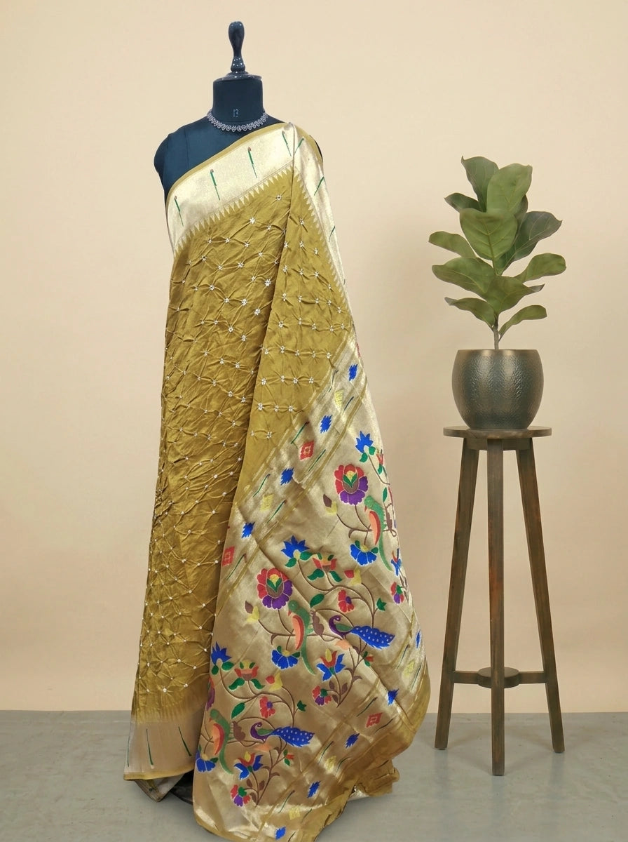 Mustard Yellow Pure Modal Silk Saree