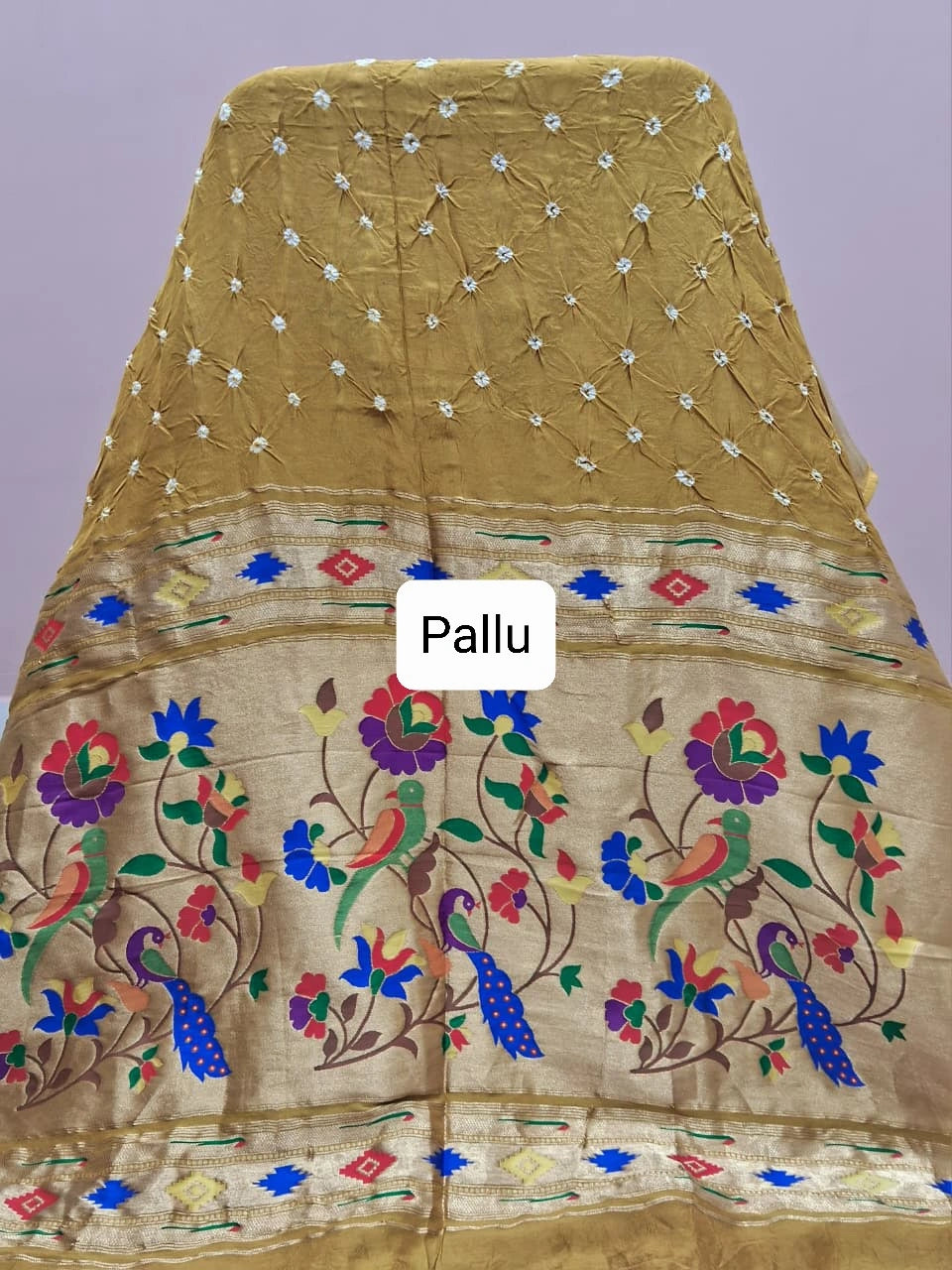 Mustard Yellow Pure Modal Silk Saree Pallu
