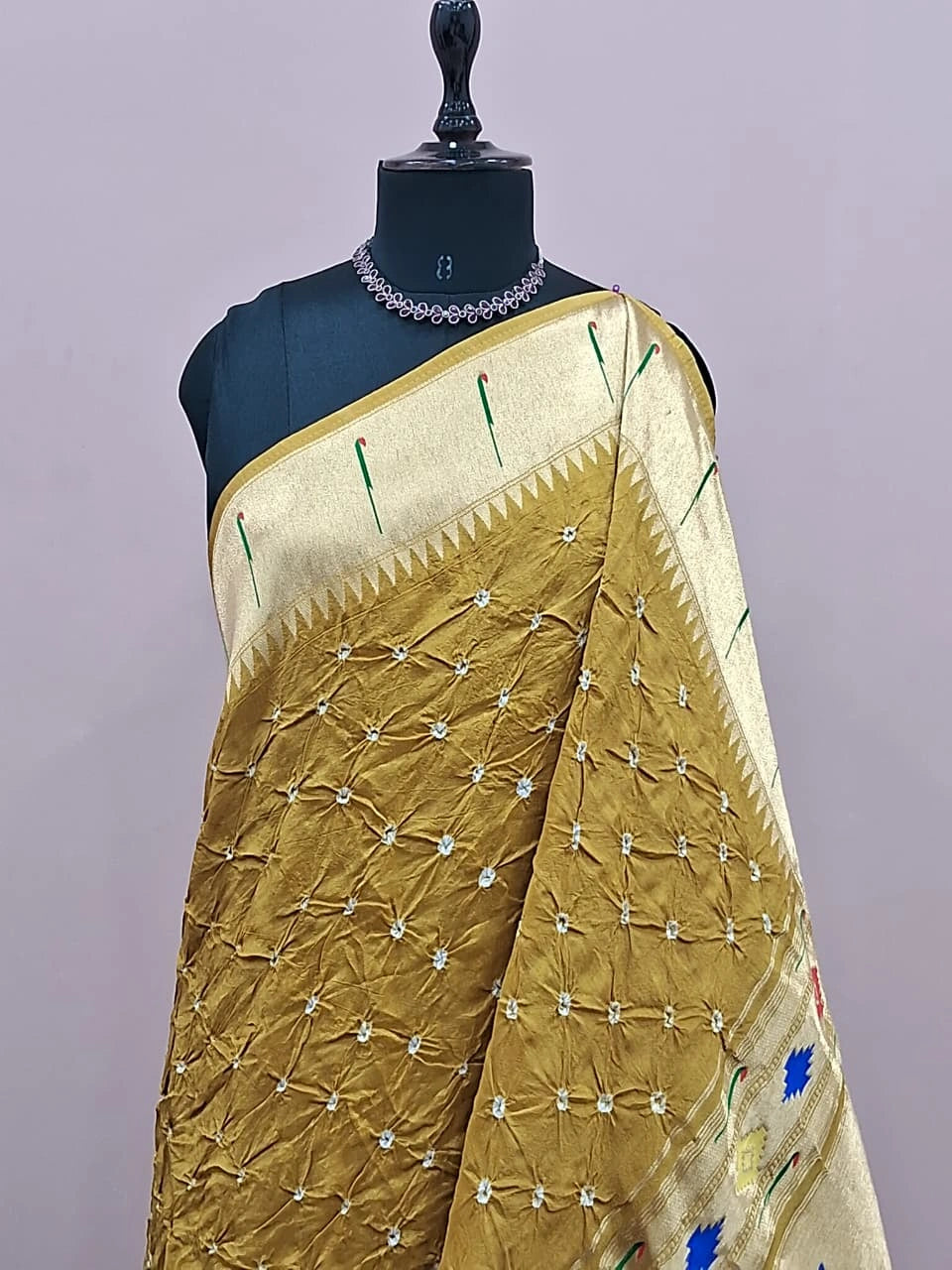 Mustard Yellow Pure Modal Silk Saree 1