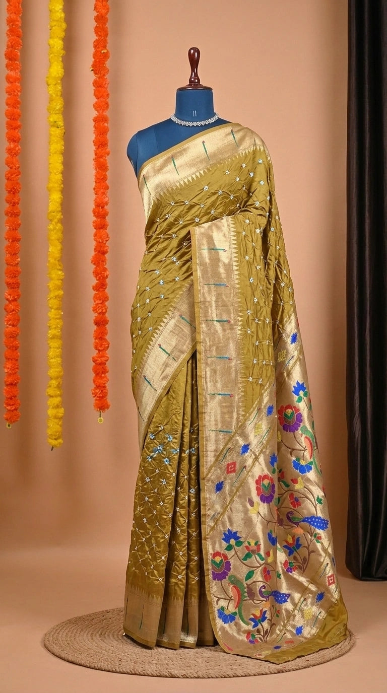Mustard Yellow Pure Modal Silk Saree