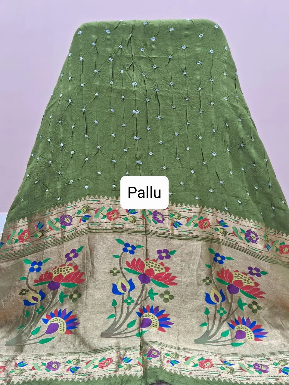 Mehendi Green Modal Silk Saree Pallu