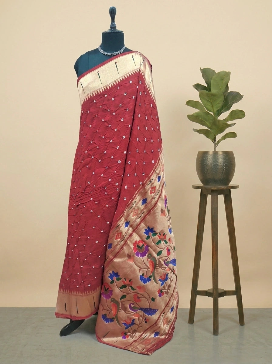Red Modal Silk Saree